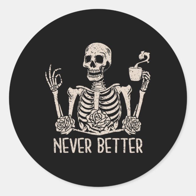 Adesivo Halloween Skeleton Skeleton Mulheres Bebendo Café  (Frente)