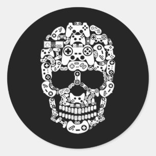 Adesivo Halloween Skeleton Skull Gamer Boys Men Controller