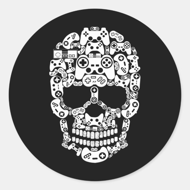 Adesivo Halloween Skeleton Skull Gamer Boys Men Controller (Frente)