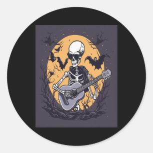 Adesivo Halloween Skeleton tocando guitarra música engraça