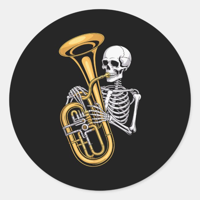 Adesivo Halloween Skeleton Tuba Tubist  (Frente)