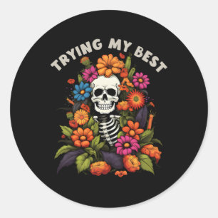 Adesivo Halloween Skeleton Vintage Flowers Tentando Meu Me