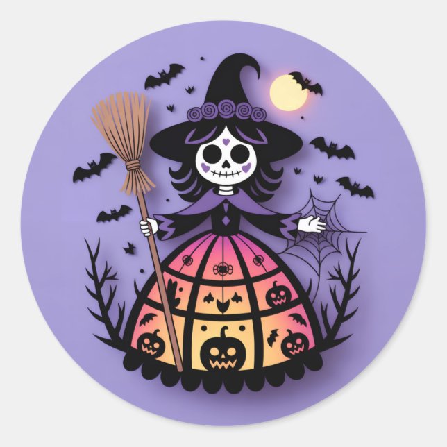Adesivo Halloween Skeleton Witch (Frente)