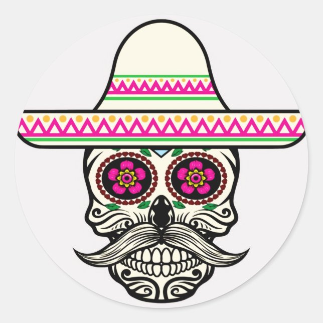 Adesivo Halloween Skull Classic Round Sticker (Frente)