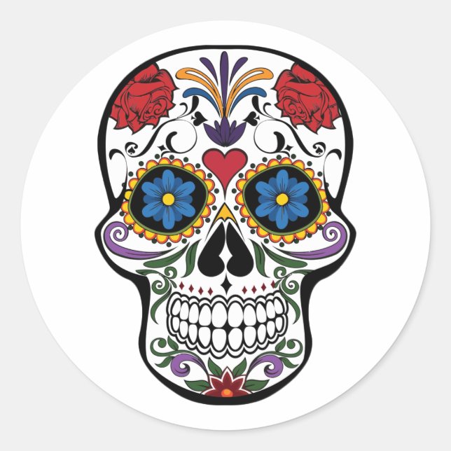 Adesivo Halloween Skull Classic Round Sticker (Frente)