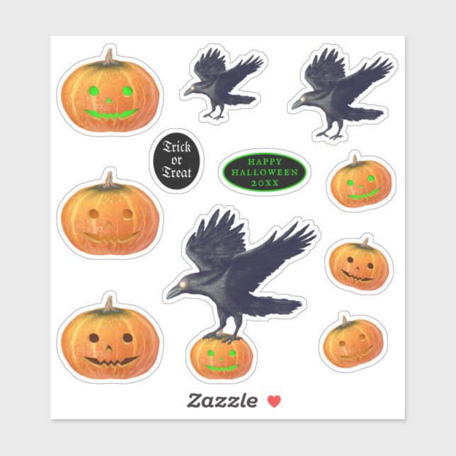 Adesivo Halloween Spooktacular Pumpkins e Ravens (Folha)