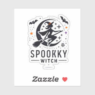 Adesivo Halloween Spooky Witch Design - Voando na Broom
