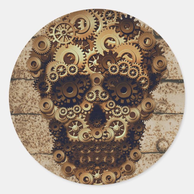 Adesivo Halloween Steampunk Skeleton Stickers (Frente)