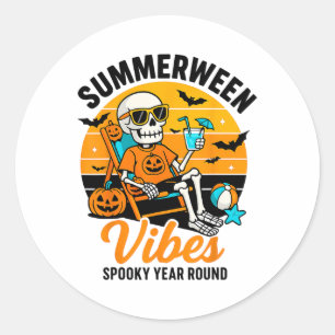 Adesivo Halloween Summer Ween Vibes Spookey Skeleton Float