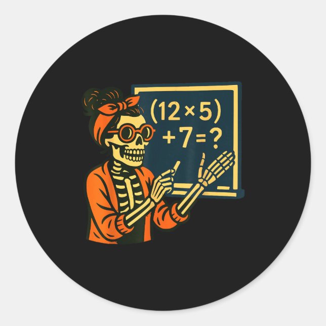 Adesivo Halloween Teacher Six Seven Meme 6 7 Skeleton Soky (Frente)