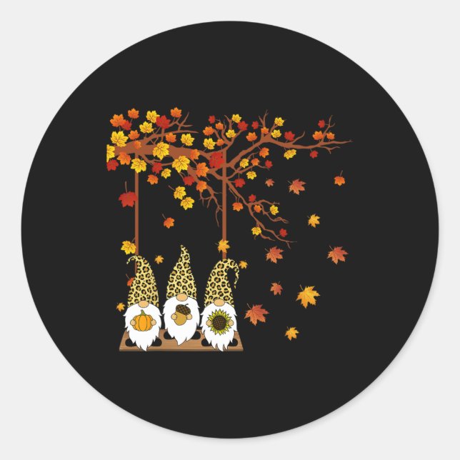 Adesivo Halloween Three Gnoms Hat Leopard Pumpkin Fall Le (Frente)