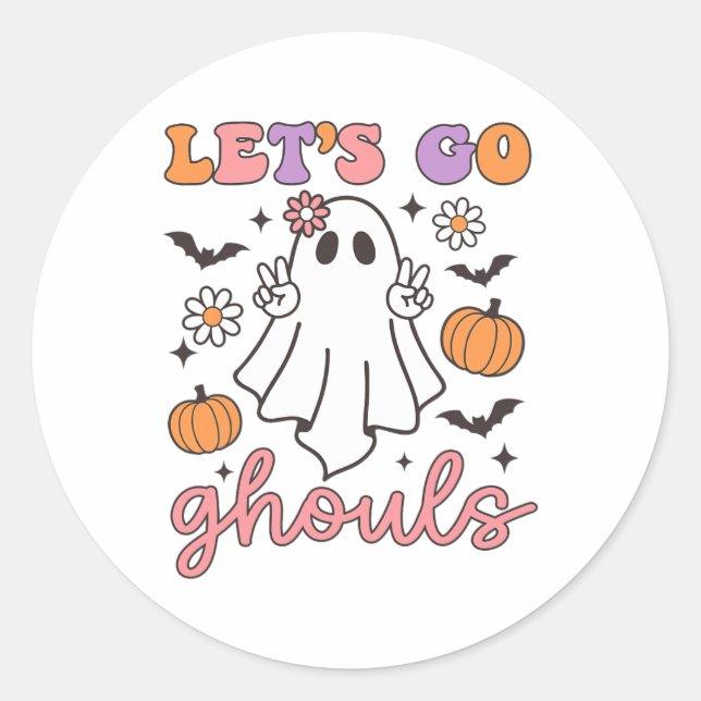 Adesivo Halloween Vamos Ir Ghouls Fantasma Retro Costume W (Frente)