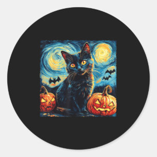 Adesivo Halloween Van Gogh Noite Estrelada Gato Preto Abób