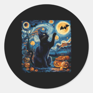 Adesivo Halloween Van Gogh' StarNight Black Cat Pumpkin