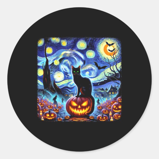 Adesivo Halloween Van Gogh Starry Night Black (Frente)