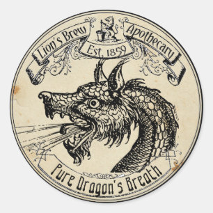 Adesivo Halloween Vintage Apothecary Dragon Respira