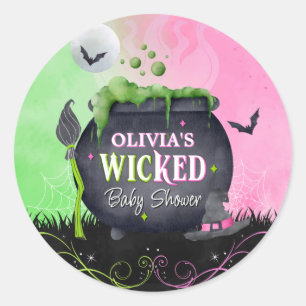 Adesivo Halloween Witch Chá de fraldas Watercolor Breing