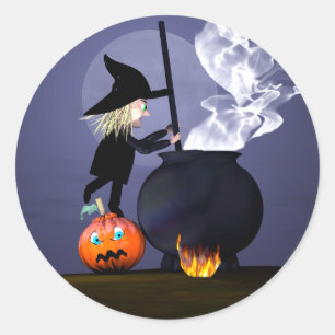 Adesivo Halloween Witch e Cauldron