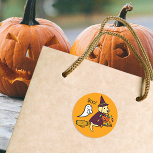 Adesivo Halloween Yellow Labrador e Broom