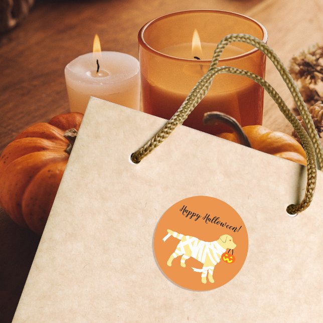 Adesivo Halloween Yellow Labrador Mummy Stickers (Halloween Yellow Labrador Mummy Stickers for Labrador Owners.  Funny Dog Design.  Personalized.)