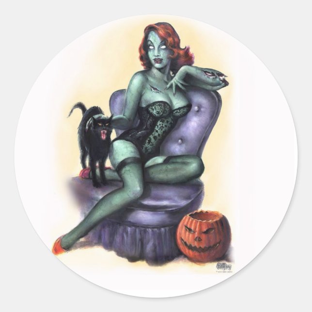 Adesivo Halloween Zombie Girl Pin Up (Frente)