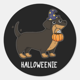 Adesivo Halloweenie Piada de Cachorro Salsicha Fundo Escur
