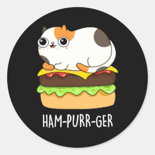 Adesivo Ham-Purr-Ger Funny Cat Hamburger Pun Dark BG