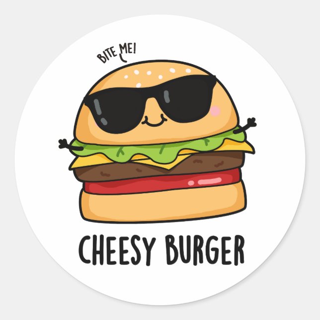 Adesivo Hamburger Clichê Piadas de Comida Divertidas  (Frente)
