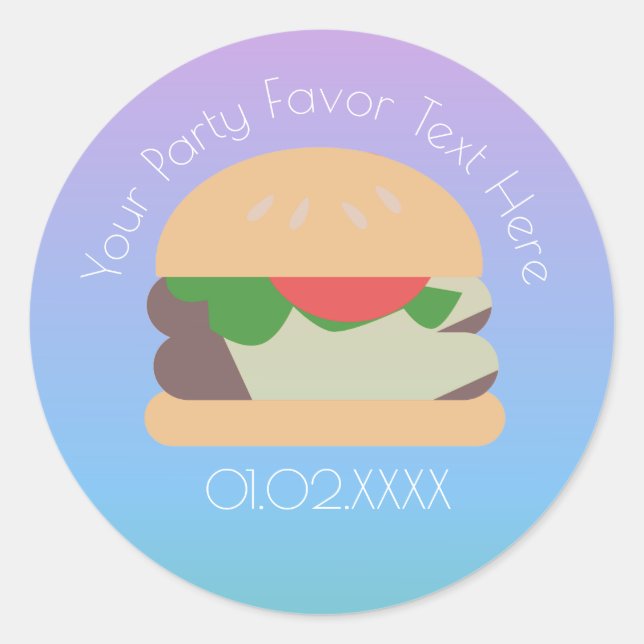 Adesivo Hamburger Ombre BBQ Obrigado (Frente)
