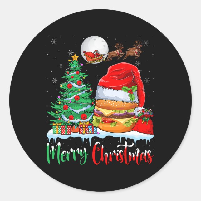 Adesivo Hambúrger Vestindo Natal Hat Xmas - Feliz Natal (Frente)