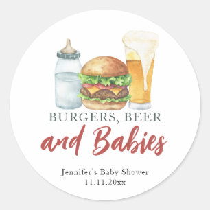 Adesivo Hambúrgueres, Cerveja e Bebês - Chás de bebê