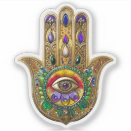 Adesivo Hamsa de Âmbar Rubi Olho Terceiro Pintado a Ouro
