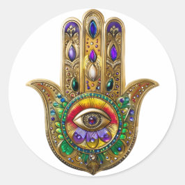 Adesivo Hamsa de Ouro Pintado com Olho Terceiro de Ametist