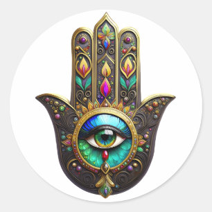 Adesivo Hamsa Dourado Marrom Colorido Terceiro Olho Arco-í