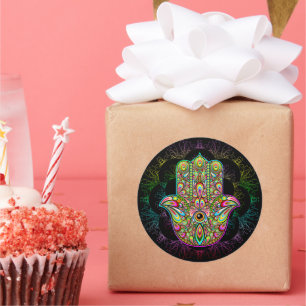 Adesivo Hamsa Fatma Mão Arte Psicodélica