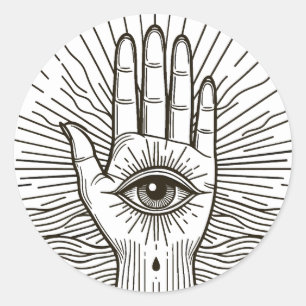 Adesivo Hamsa Mão com e ilustração de arte ocular