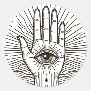 Adesivo Hamsa Mão com e ilustração de arte ocular