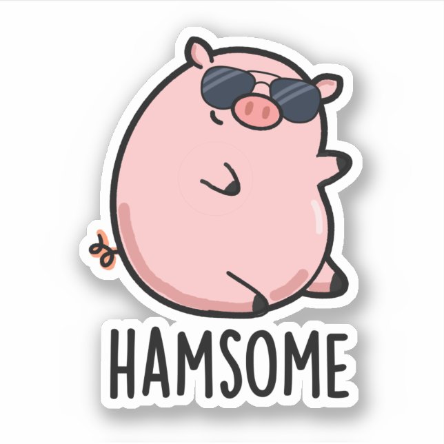 Adesivo Hamsome Funny Pig Pun (Frente)