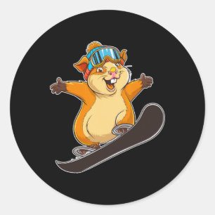 Adesivo Hamster Bonito De Snowboard Com Óculos