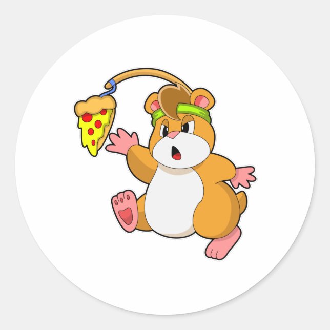 Adesivo Hamster comendo com pizza (Frente)