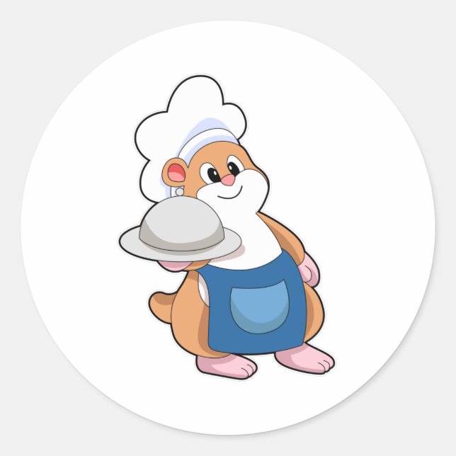 Adesivo Hamster como Cozinheiro com Bandeja (Frente)