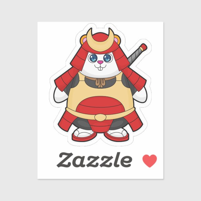 Adesivo Hamster como Guerreiro com Armor (Folha)