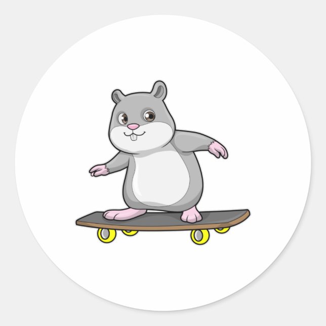 Adesivo Hamster como Patinador com skate (Frente)