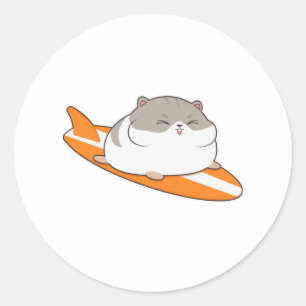 Adesivo Hamster como Surfer com Surfboard