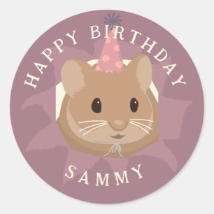 Adesivo Hamster de aniversário fofo em tons suaves