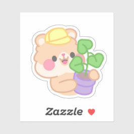 Adesivo Hamster de Kawaii, bonito, com plantas e flores |