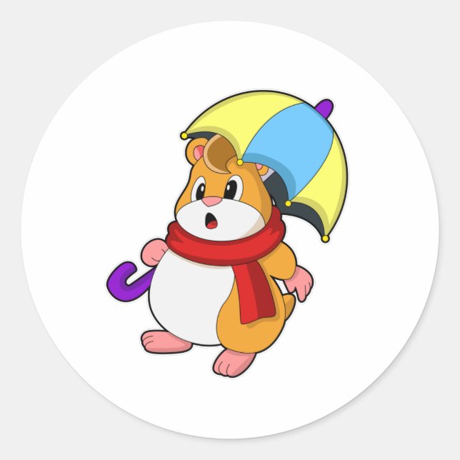 Adesivo Hamster em chuva com guarda-chuva (Frente)