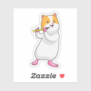 Adesivo Hamster em Música com Flute