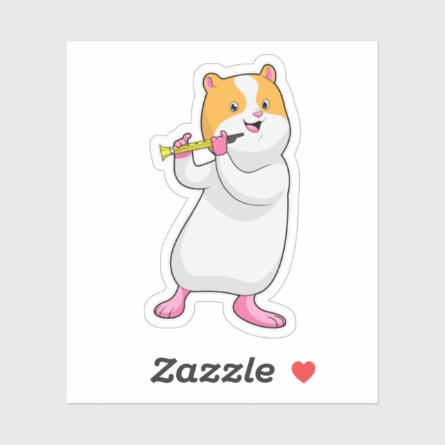 Adesivo Hamster em Música com Flute (Folha)