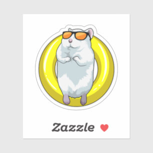 Adesivo Hamster em Nadar com anel de Natação